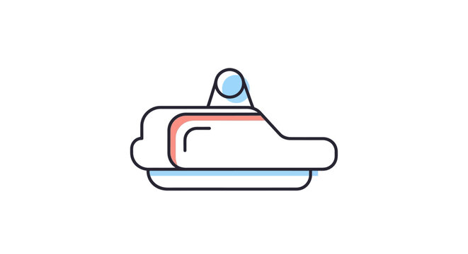 Duotone stroke icon of a futuristic submarine or underwater exploration craft, featuring a periscope and streamlined design, great for technology or marine adventure themes