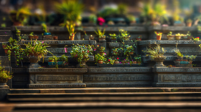 Potted plants on stone steps symbolizing growth and future success