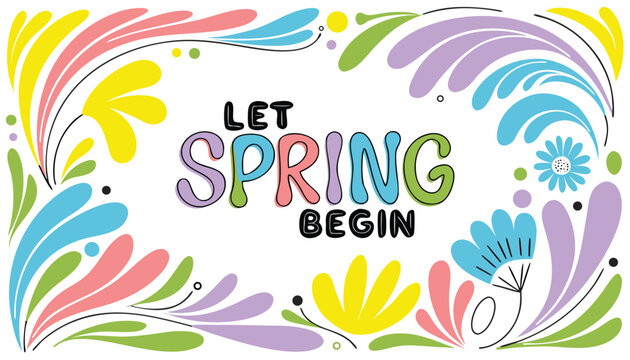 Let Spring Begin Pastel Floral Banner Design Vector Wide Clean Layout