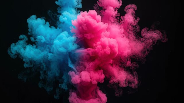 Color Smoke Explosion: A vibrant burst of pink and blue smoke plumes against a dark backdrop, symbolizing energy, dynamism, and artistic flair.