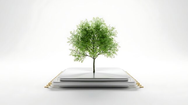 Pohon Hijau Tumbuh di Atas Sirkuit Komputer Teknologi Hijau