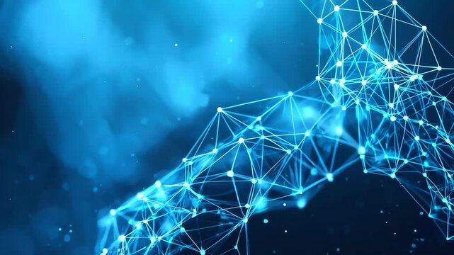 Abstract Network: A vibrant network of interconnected nodes glows against a backdrop of swirling nebulas, representing the complex web of data and information in a modern technological landscape.