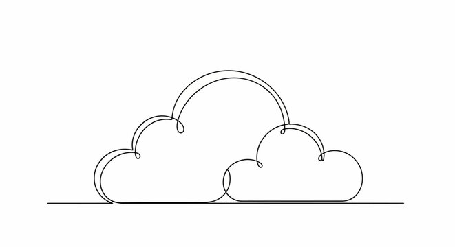 Minimalist Cloud Icon, Continuous Line Drawing, Simple Cloud Shape, Weather Symbol, Graphic Design