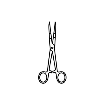 Surgical Forceps and Hemostat Vector Icon - Minimalist Medical Tool Illustration for Healthcare and Clinical Design