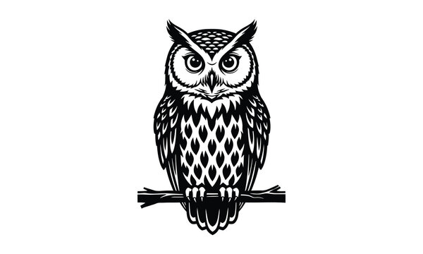 Happy halloween owl illustration spooky black and white design for festive celebrations