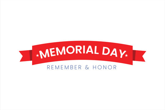 Elegant Memorial Day banner with red ribbon accent, symbolizing remembrance, respect, and national pride