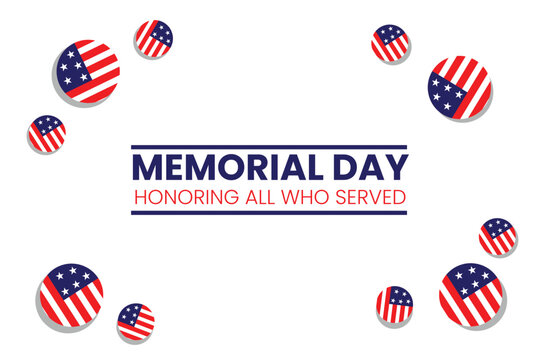 Festive Memorial Day design with scattered patriotic elements, perfect for banners and social media posts