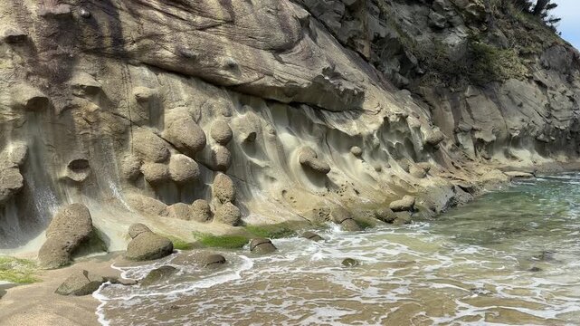 Beautiful, unusual rocks on the coast of Oregon at Shore Acres State Park.