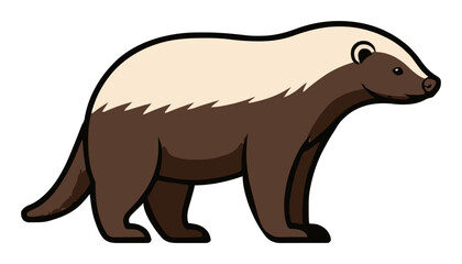 Obraz premium Honey badger side view vector illustration. Generative AI