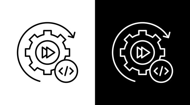 System Update Outline White Icon Set Design