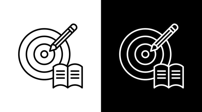 Study Target Outline White Icon Set Design