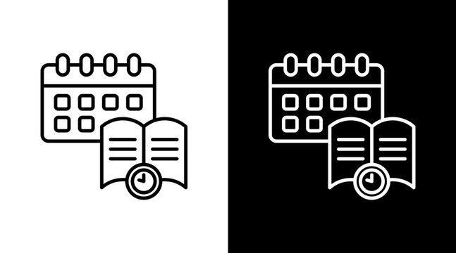 Study Routine Outline White Icon Set Design