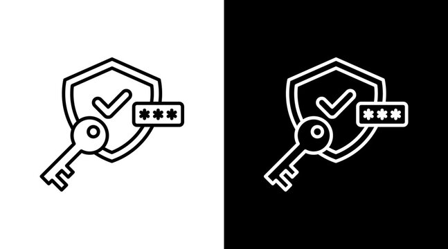 Security Token Outline White Icon Set Design