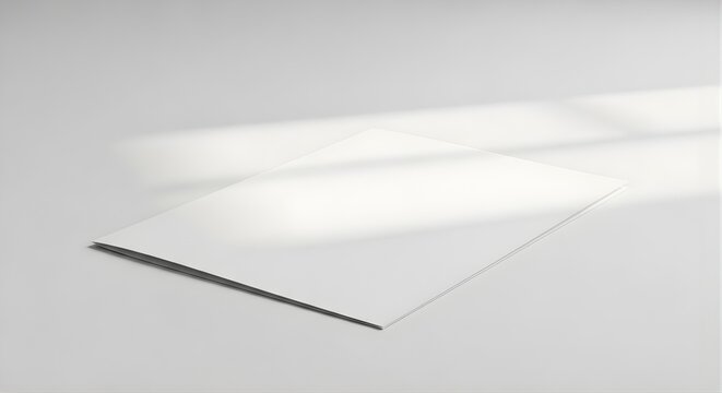 Blank white square paper sheet mockup for branding, empty surface for presentation, elegant lighting, stationery template