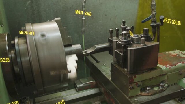 Machining spindle starting causing lathe tool feeding into workpiece, cutting deeper, making chips