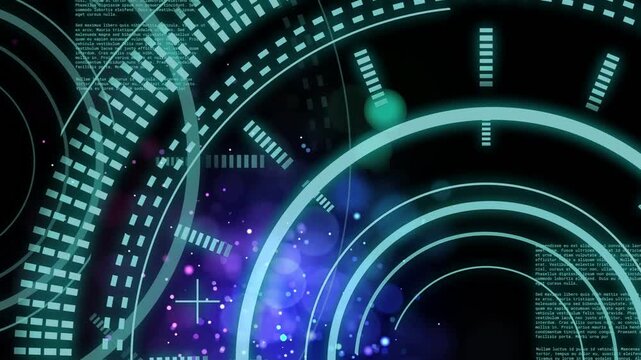 HUD pulsing and shifting on play start, visualizing tech data with rings, nebula, dotted markers