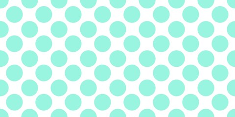 Seamless mint green and white polka dot pattern background. Classic aesthetic dotted texture for fabric, wallpaper, and digital scrapbooking. © MDC