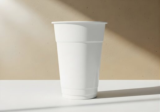 Blank white plastic disposable cup mockup, template for branding identity design, beverage container for coffee or soda