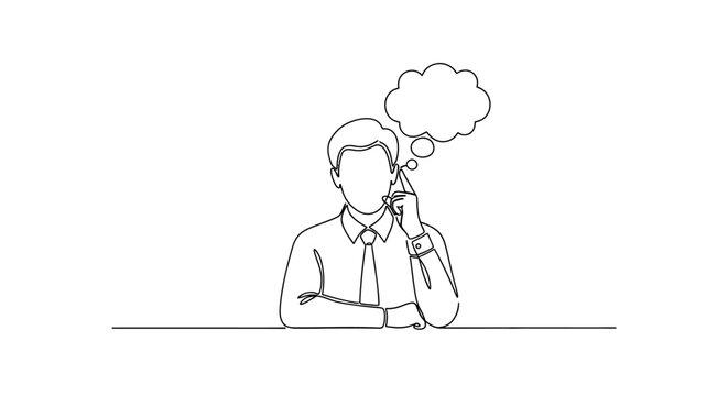 Man thinking, brainstorming, idea, contemplation, decision, strategy, planning, business, work, office