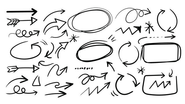 doodle arrow set. hand drawn doodle arrow set for presentation and infographic design
