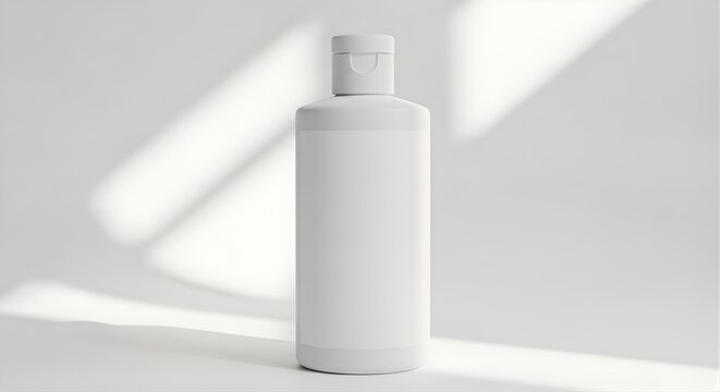 Isolated blank white cosmetic bottle mockup with flip top lid, branding template, skincare packaging, beauty product