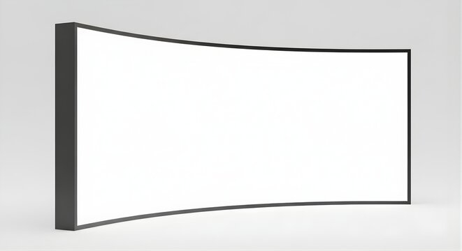 Isolated empty curved monitor screen mockup with black bezel, side view for digital display, technology hardware presentation