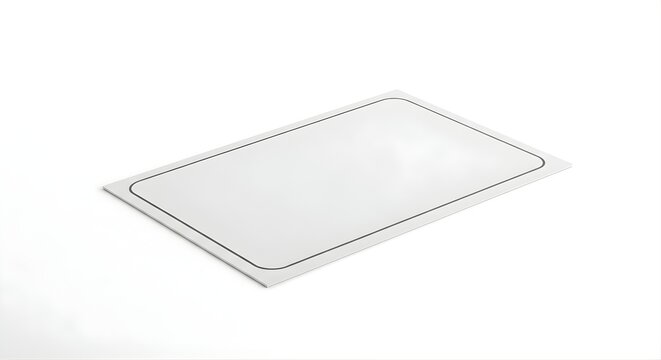 Isolated rectangular paper sheet with rounded corners and perforated dotted border, ideal for coupons, tickets, tags