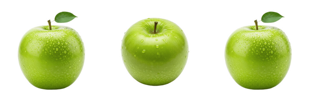 Green Granny Smith Apple: Fresh Organic Fruit, Healthy Snack Nutrition, Juicy Sour Apple, Vitamin Rich Food Ingredient PNG.