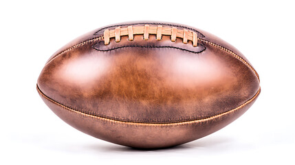 Fototapeta premium Brown leather football on white background emphasizing natural beauty and tranquility