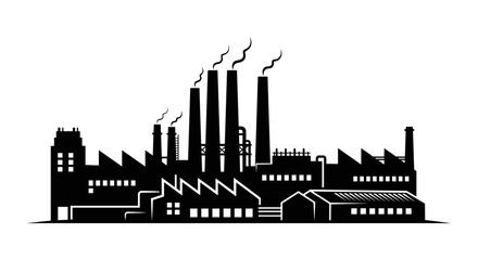 Fototapeta premium Industrial Factory Building with Smokestacks.