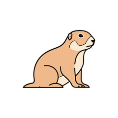 Fototapeta premium Cute Prairie Dog Sitting Isolated on White Background, Cartoon Style Animal Illustration