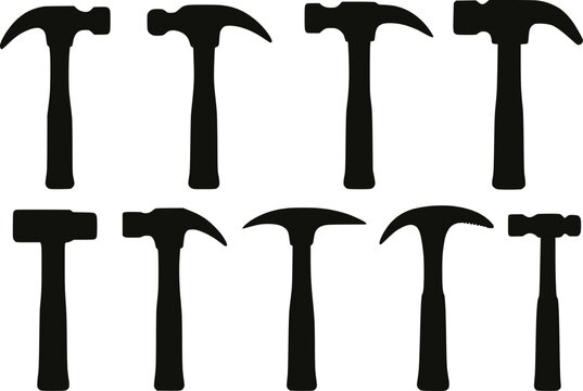 Hammer multiple types silhouette vector illustration set