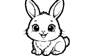 Obraz premium Cute Baby Rabbit Outline Kawaii Style Coloring Page Vector Illustration