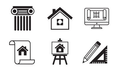 Obraz premium Architectural design icons a collection of building and drafting symbols