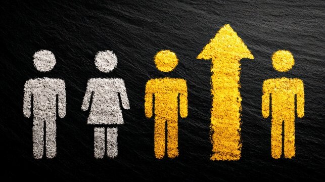 Conceptual image depicting career progression and individual success using human figures