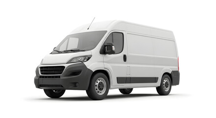 Fototapeta premium White delivery van isolated on white background