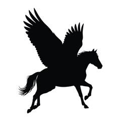 Fototapeta premium Black silhouette of winged horse 3.