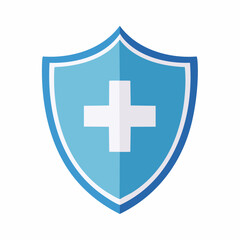 Fototapeta premium Blue Shield with White Plus Sign