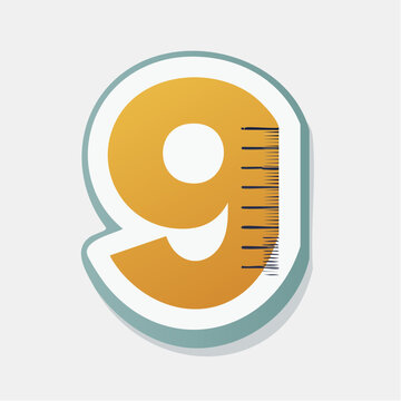 Number 9 with ruler markings