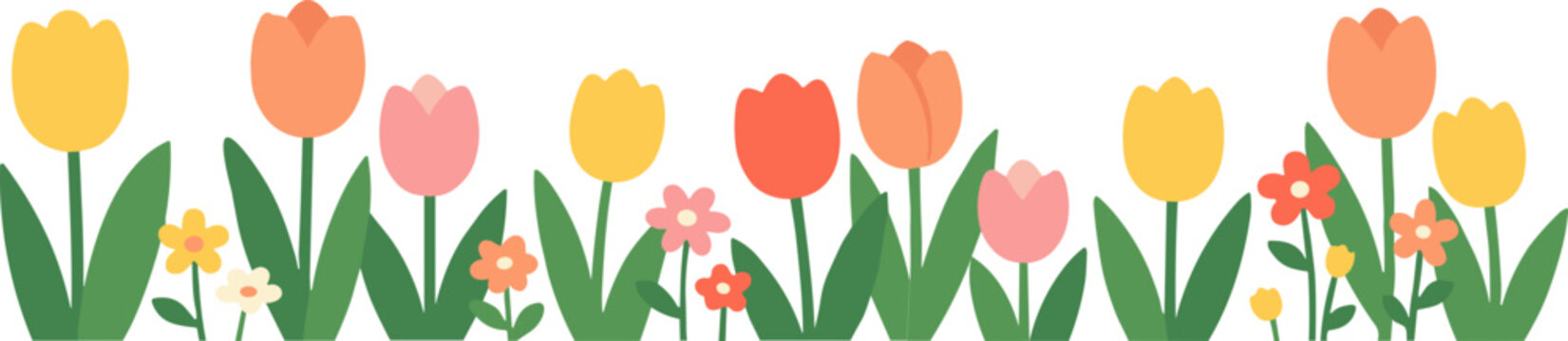 Spring Flower Border for May Festival and Picnic Background