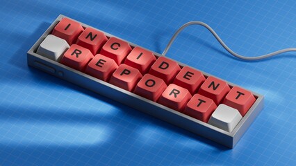 Obraz premium Incident Report symbol. Concept word Incident Report on Computer keyboard keys.Business and Incident Report concept. Copy space.3D rendering