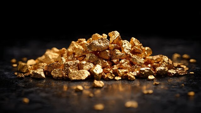 A radiant pile of gold nuggets glistens invitingly, presenting a visual narrative of wealth, finance, and precious resources.