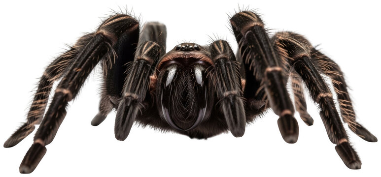 Hairy tarantula png Black spider cutout Giant arachnid png Scary arthropod cutout Large tarantula png Furry spider cutout Exotic arachnid png Dark tarantula isolated transparent background image