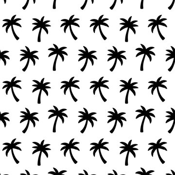 Dense Seamless Palm Tree Pattern &ndash; Tropical Summer Vector Background