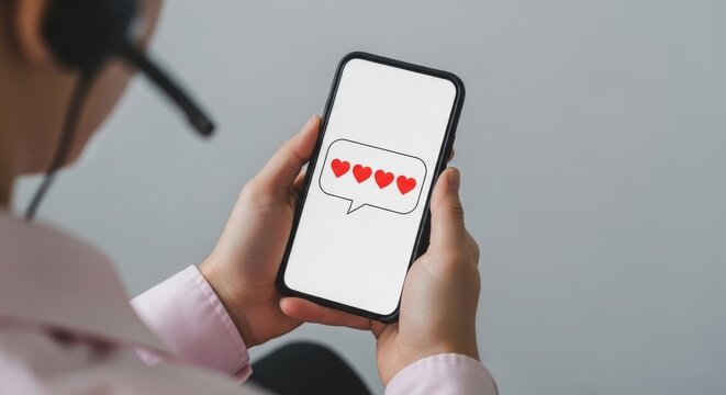 Person holding smartphone displaying a dating app with matching profiles