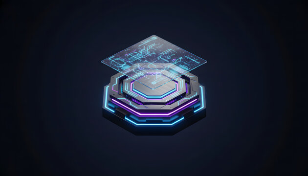Layered computing platform with futuristic circuit design