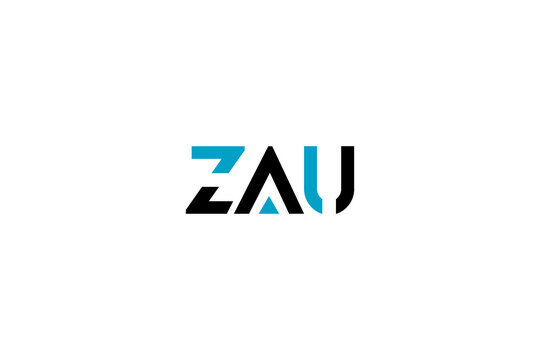 Modern ZAU logo design in cyan and black geometric style for branding, digital, and print use
