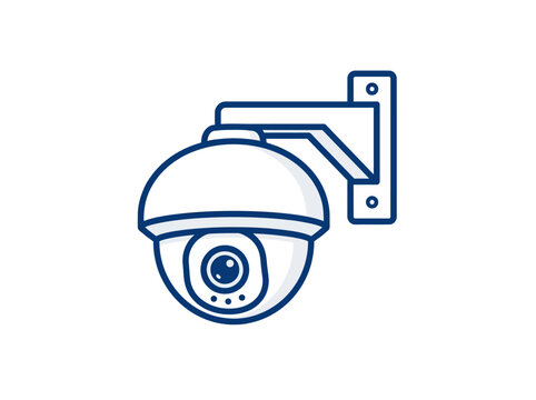 A security camera is mounted on a wall outdoors.