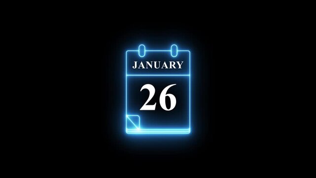 January 26 Minimal Neon Calendar Animation Date Planner Concept