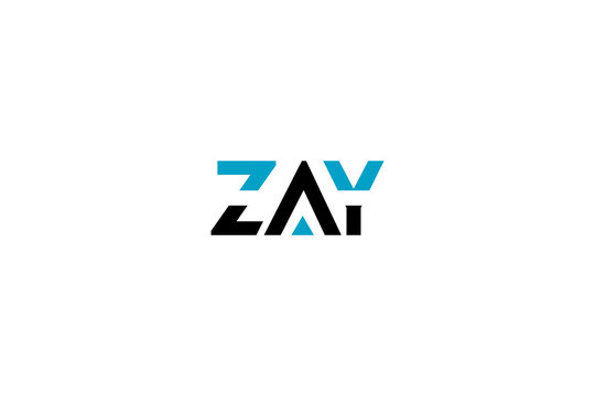 Modern Creative ZAY Logo Design in Blue and Black Minimalist Branding Identity Concept Style